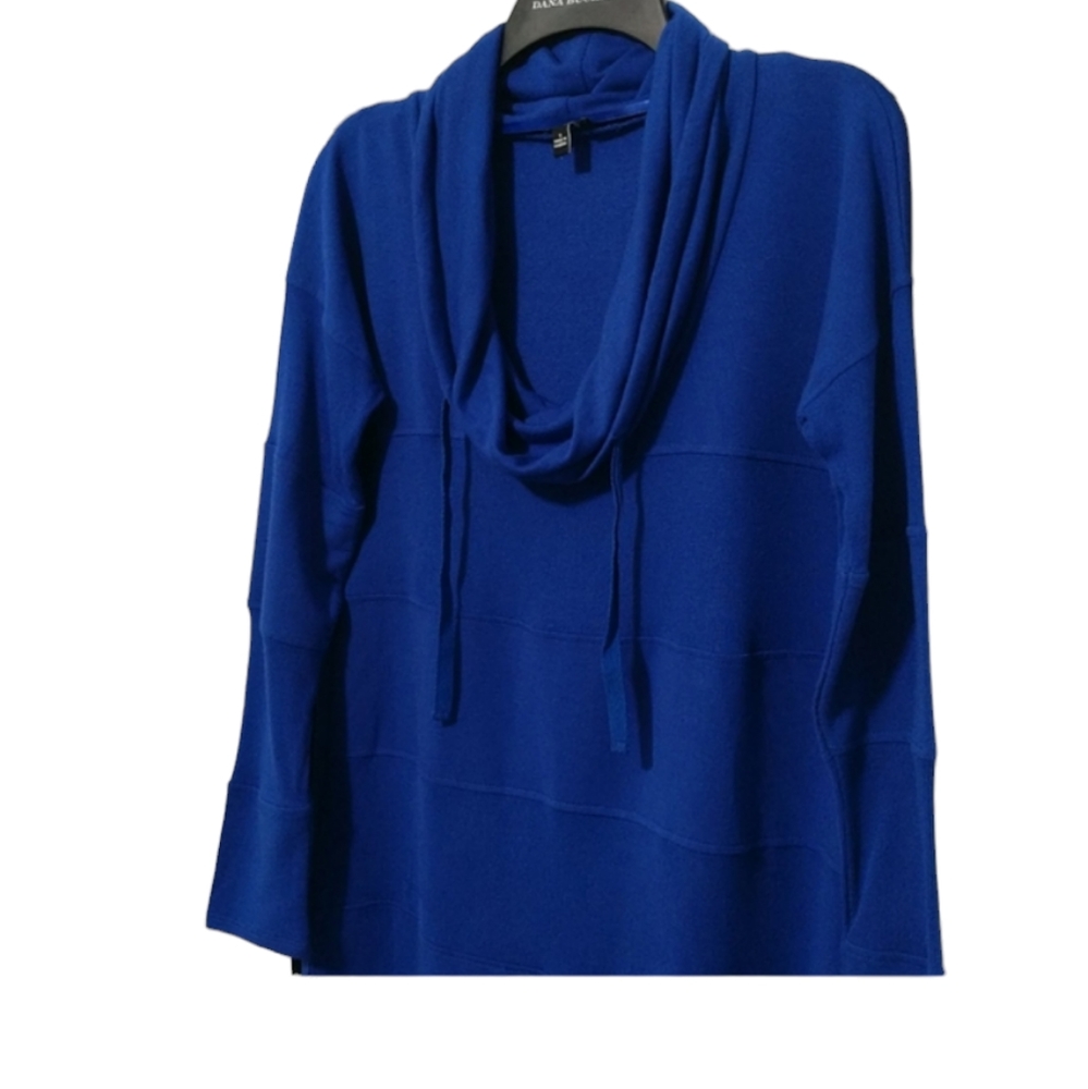 Royal Blue Cable & Gauge Cowl Neck Top sz Small - Picture 2 of 6